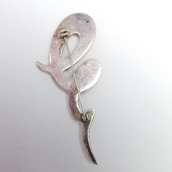 Vintage Sterling Silver Spiral Design Puffy Brooch Lapel Pin, Signed CNA, Estate - Picture 2 of 6